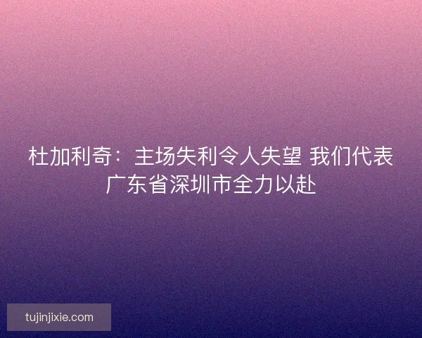 杜加利奇：主场失利令人失望 我们代表广东省深圳市全力以赴