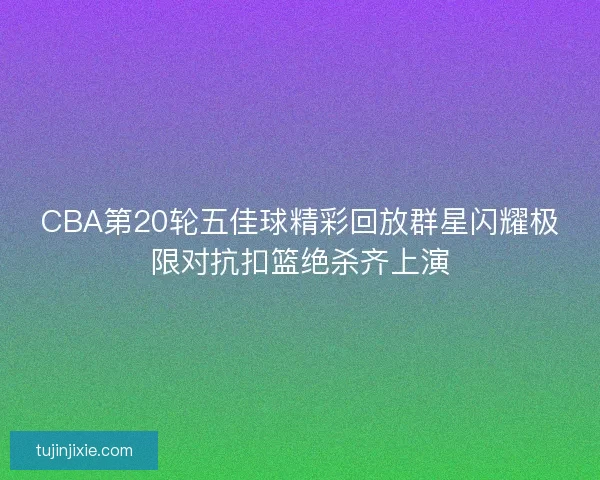 CBA第20轮五佳球精彩回放群星闪耀极限对抗扣篮绝杀齐上演