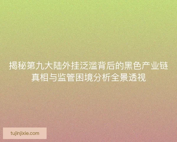 揭秘第九大陆外挂泛滥背后的黑色产业链真相与监管困境分析全景透视