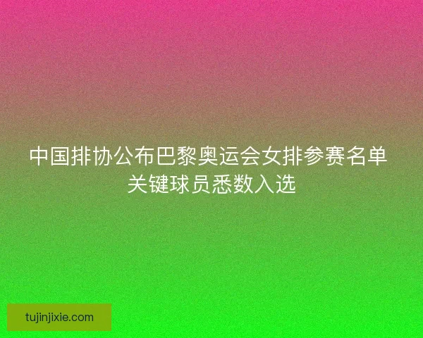 中国排协公布巴黎奥运会女排参赛名单 关键球员悉数入选