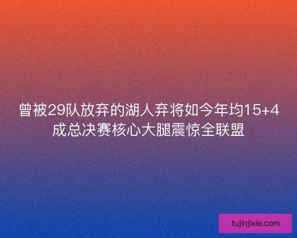曾被29队放弃的湖人弃将如今年均15+4成总决赛核心大腿震惊全联盟